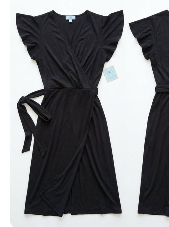 CeCe Dresses & Skirts - CeCe Black Flutter Sleeve Summer Dress - Size 1X